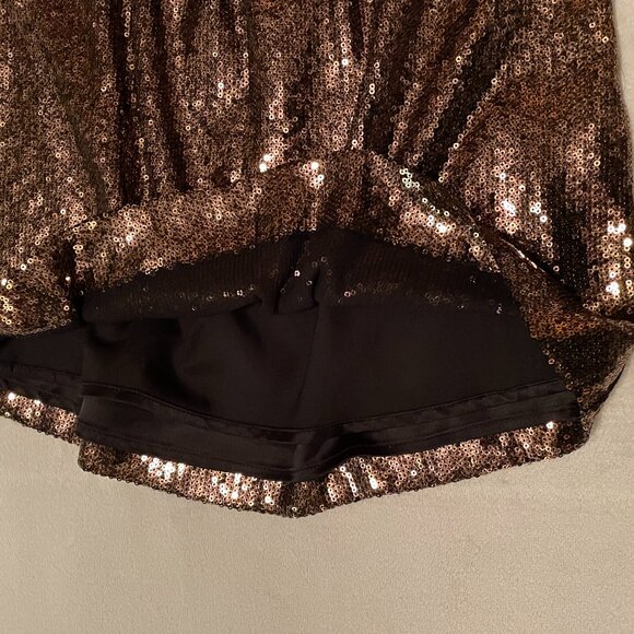 Express, XS Gold Sequin Colorblock Mini Dress, with Black top - Picture 6 of 9